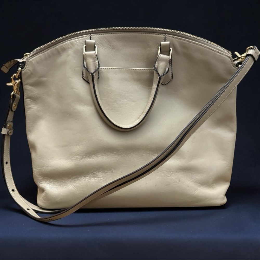 Brahmin Large Smooth Leather Duxbury Satchel/Shoulder Bag in Sand Topsail - Picture 4 of 11